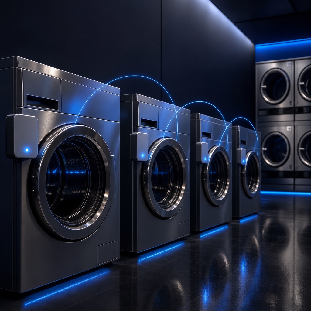 Módulo IoT instalado em uma lavadora